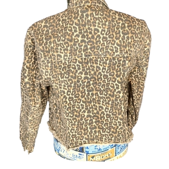 Free people leopard fringe jean jacket size small - Picture 6 of 9